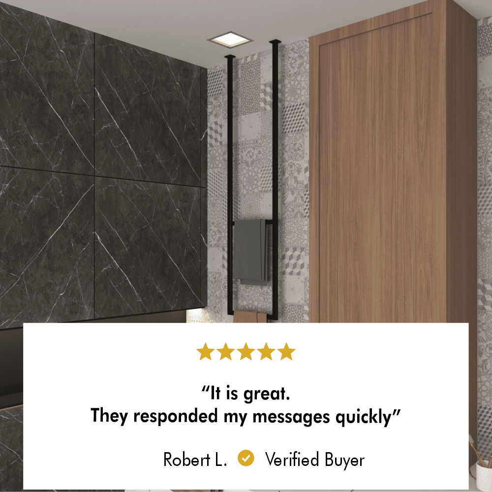 Ceiling Double Towel Rack mounted in a modern bathroom setting.