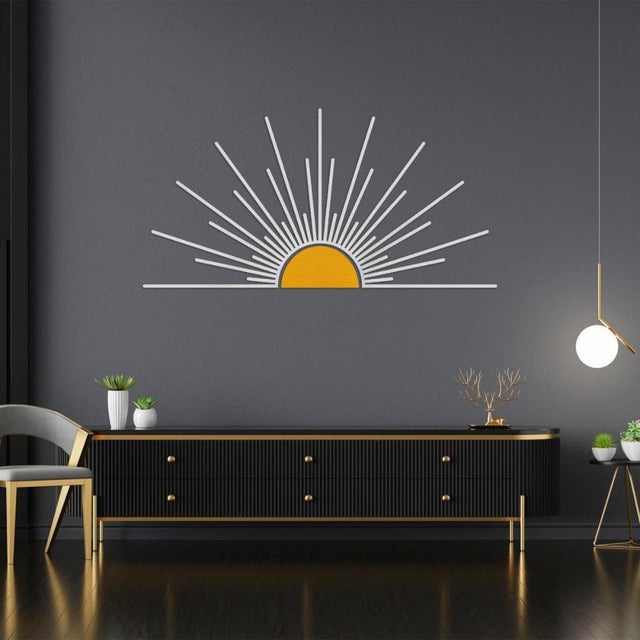 Sunburst Sunrise Metal Wall Art – Powder-Coated Sunrise Patio Decor