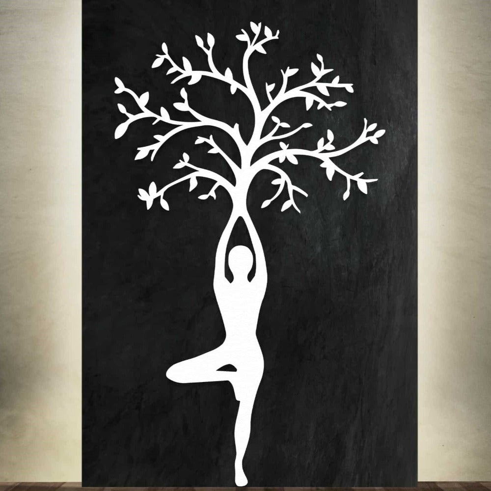 White Mother Earth Tree Metal Wall Art