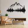 Mountain and Forest Metal Wall Art in a living room