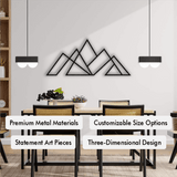 Black Geometric Mountain Range Metal Wall Art in a dining room