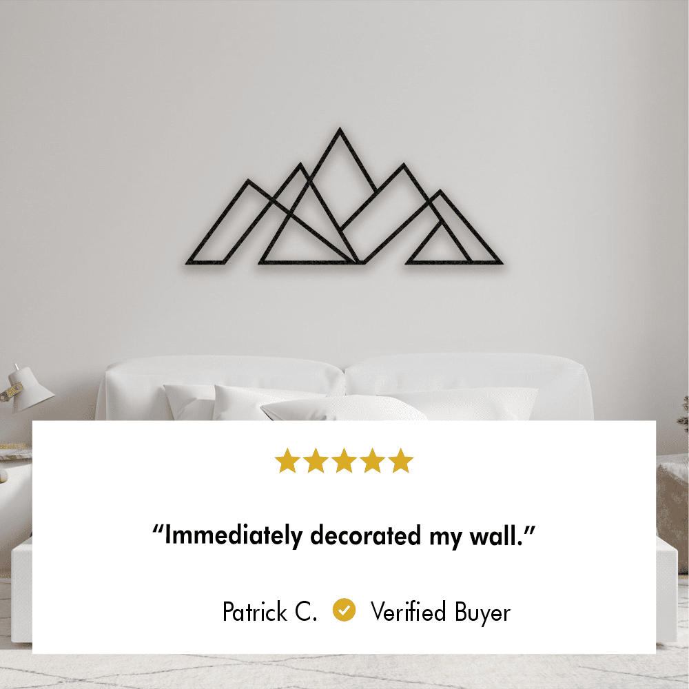 Mountain Metal Wall Art, laser-cut galvanized steel with electrostatic powder-coat finish.