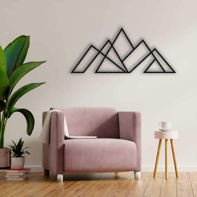 Geometric Mountain Range Metal Wall Art – Galvanized Steel Geometric Landscape