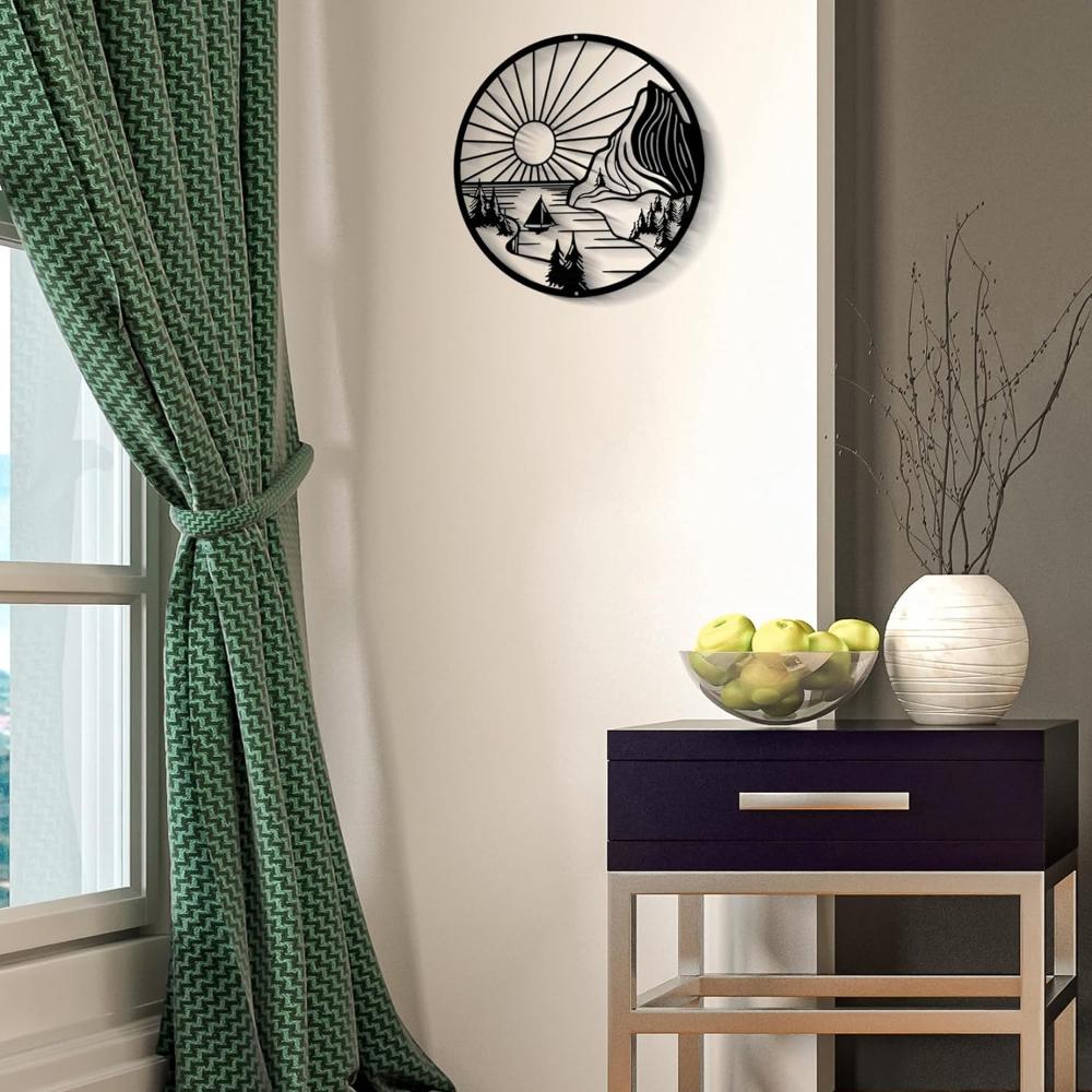 Round Mountain Scene Metal Wall Art