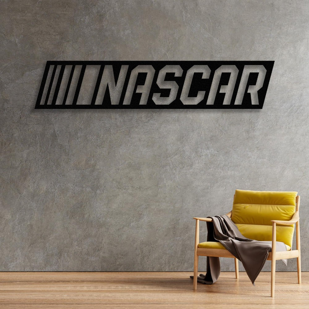 NASCAR Banner Metal Wall Art in an office
