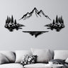 Black Mountain Lake Landscape Metal Wall Art in a living room