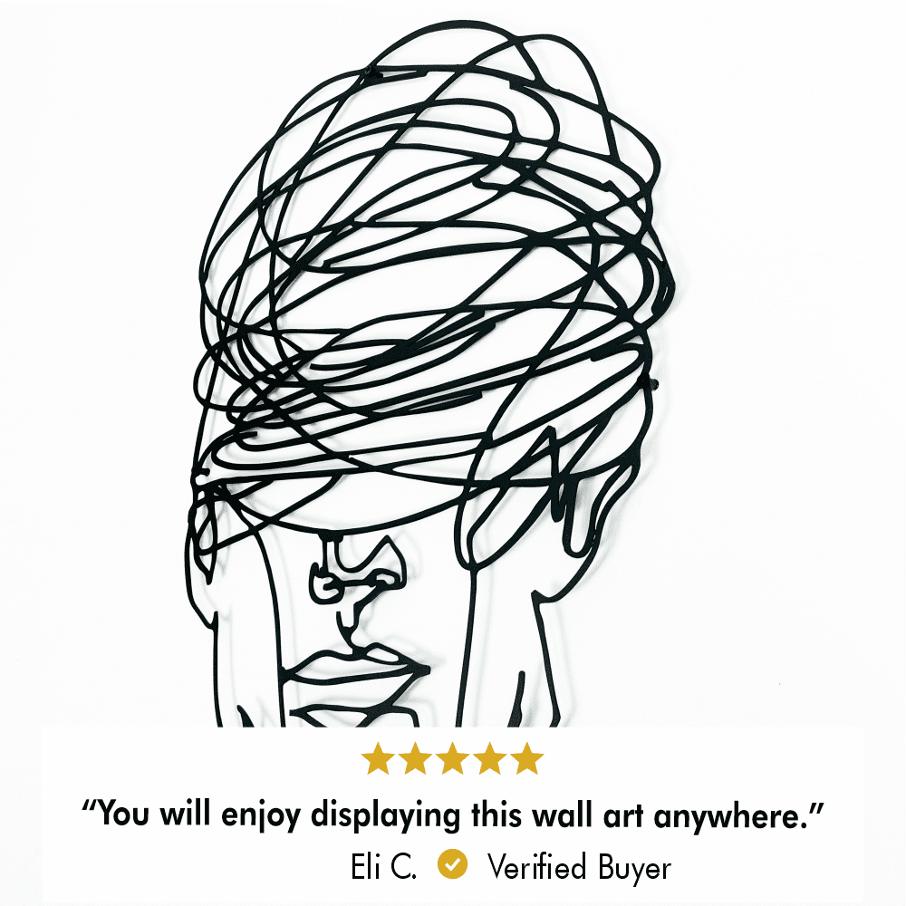Customer photo of Overthinking Man Geometric Face Metal Wall Art