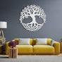 White Tree of Life Silhouette Metal Wall Art in a living room