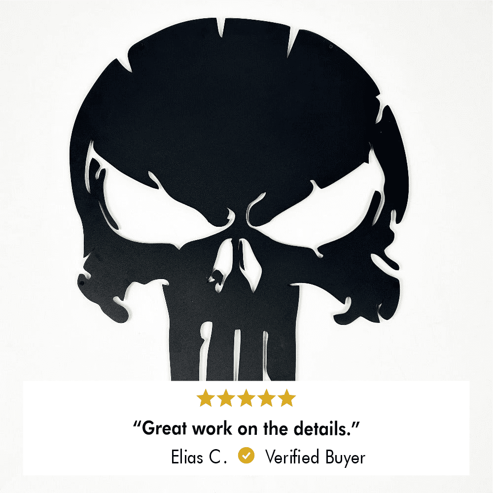 Customer photo of Punisher Skull Metal Wall Art