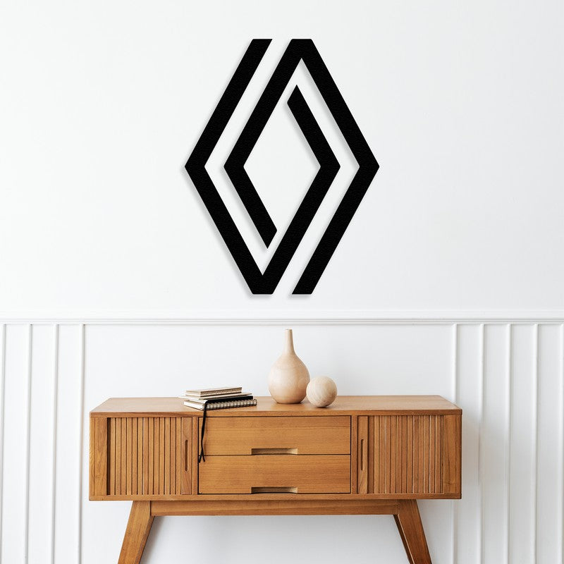 Renault Logo Custom Car Metal Wall Art in Black Powder-Coated Steel