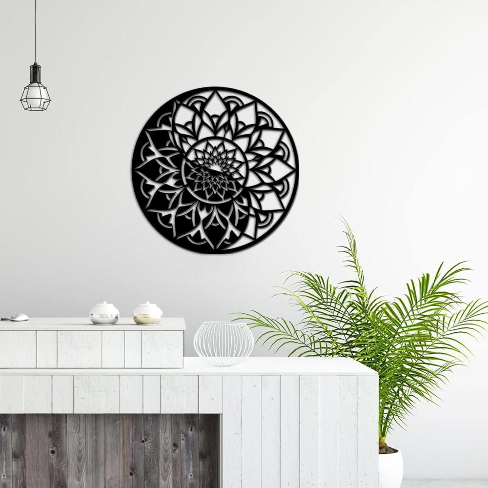Black Mandala Yin Yang Metal Wall Art