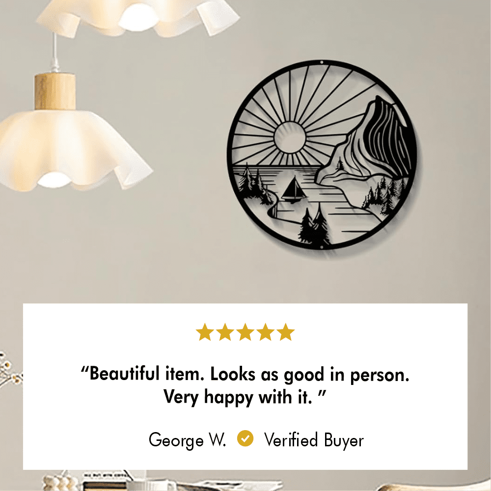 Customer photo of Round Mountain Scene Metal Wall Art