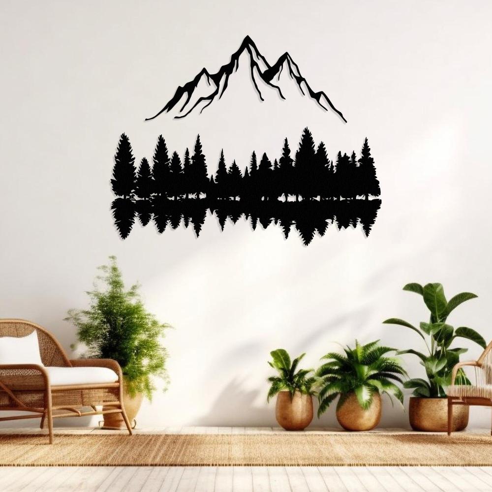 Mountain Peaks and Trees Metal Wall Art