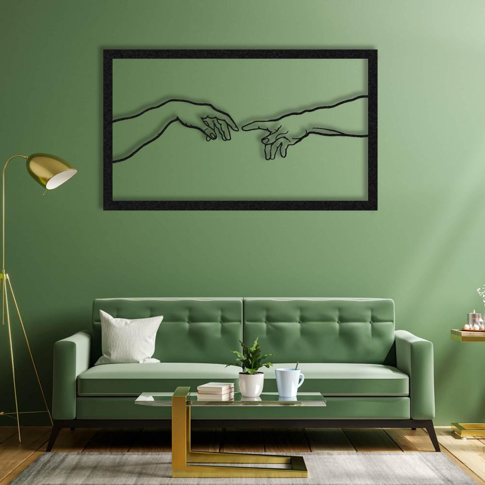 Creation of Adam Metal Wall Art in a living room