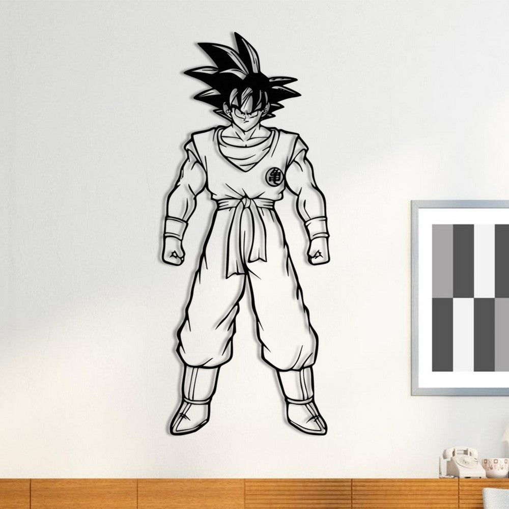 Close-up of Saiyan Son Goku Anime Metal Wall Art details