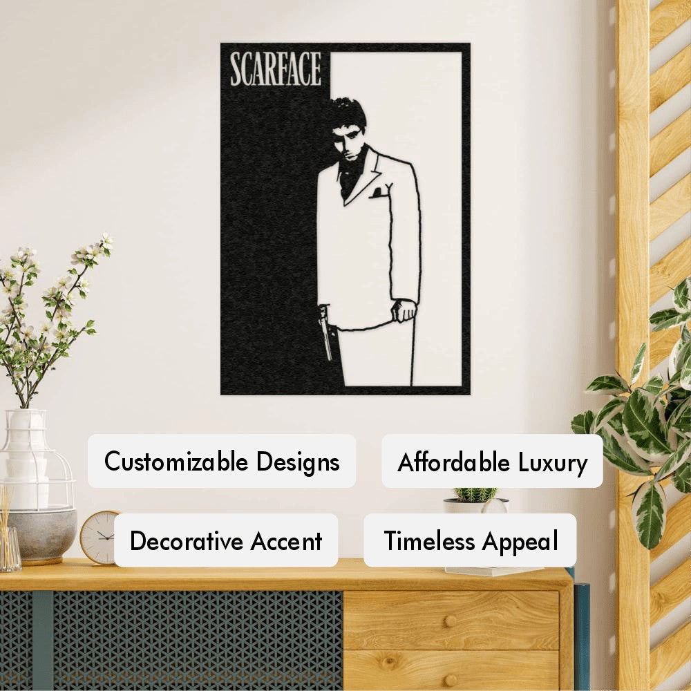 White Scarface Tony Montana Metal Wall Art
