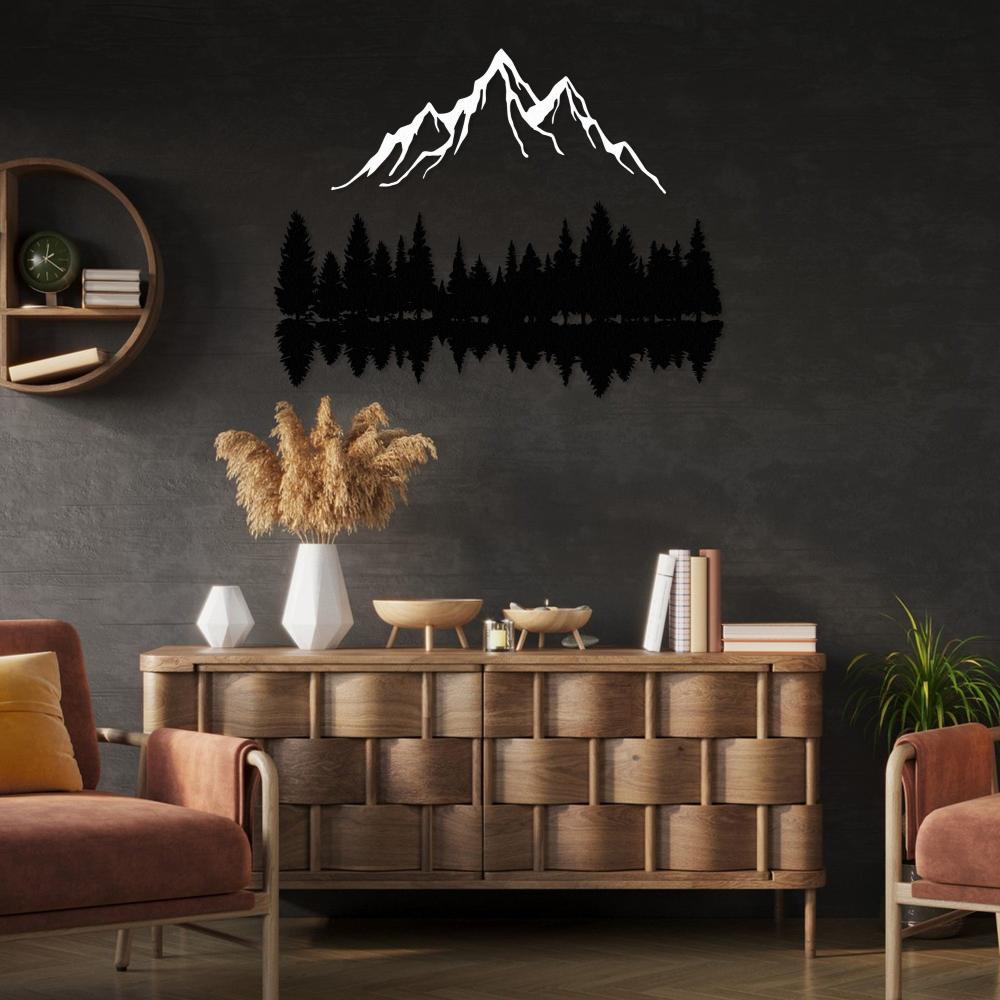 Mountain Peaks and Trees Metal Wall Art