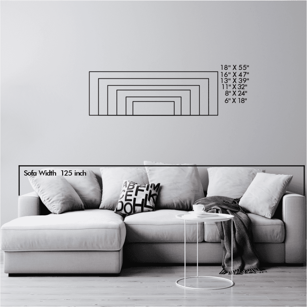 Size chart for Mid-Century Geometric Metal Wall Art variants