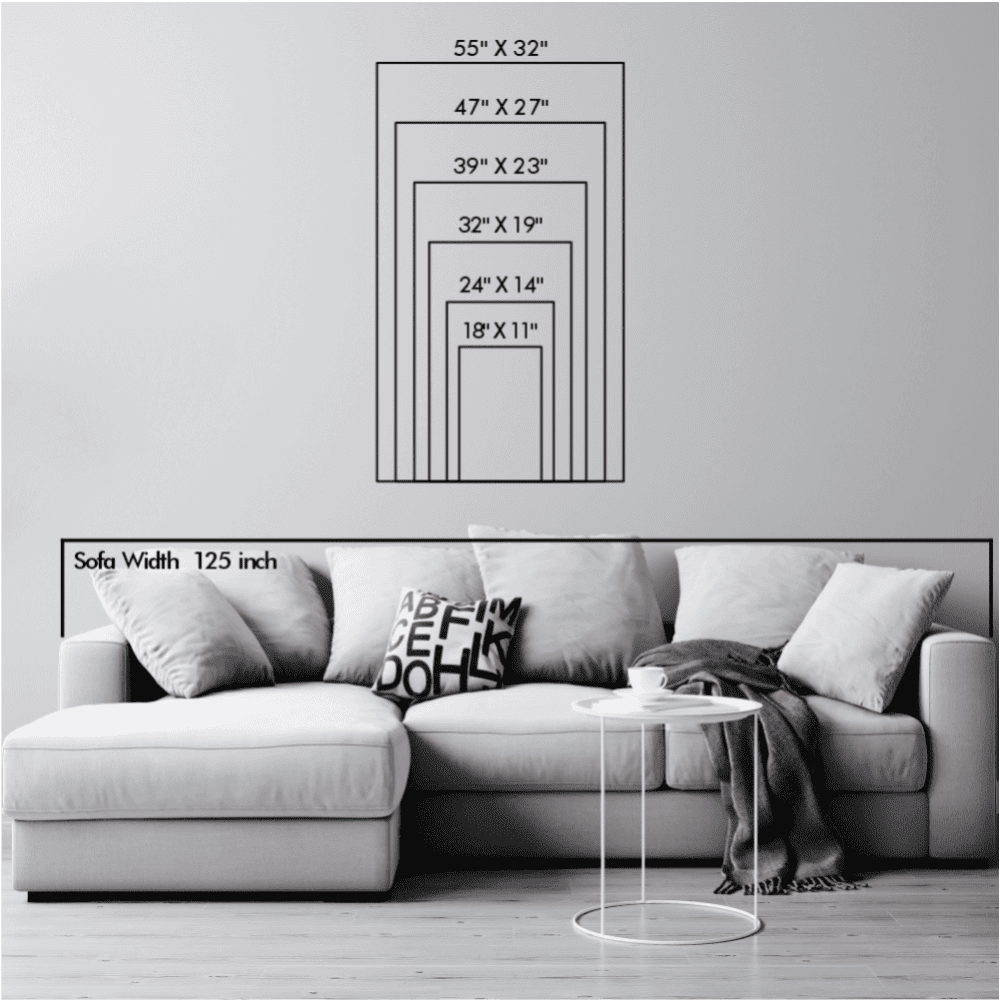 Size chart for Pine Trees Metal Wall Art variants