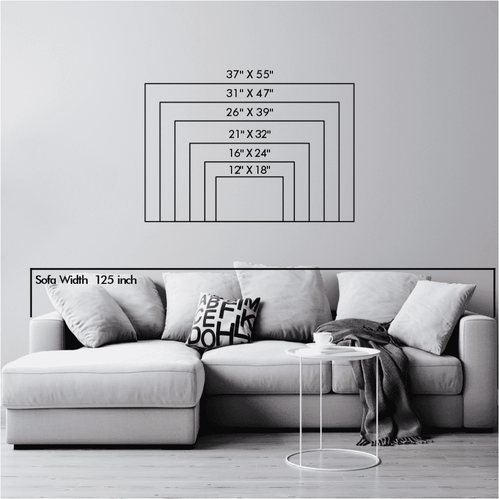 Size chart for School of Fish Metal Wall Art variants