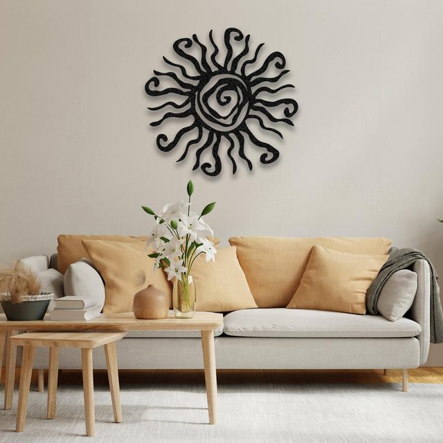 Rustic Sun Metal Wall Art – Galvanized Steel Mandala Office Decor