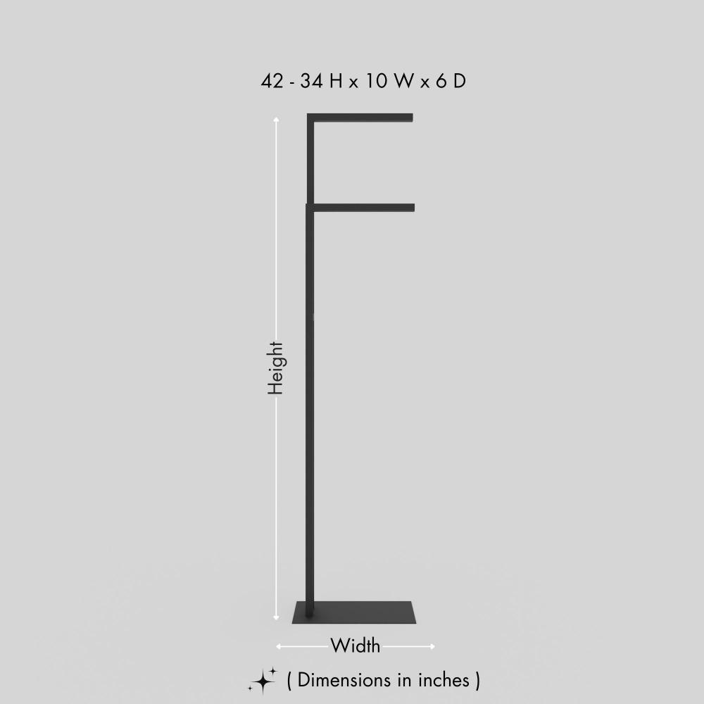Dimension guide for Free Standing Outdoor Swimming Pool Towel Holder showing product measurements and scale references for comparison.