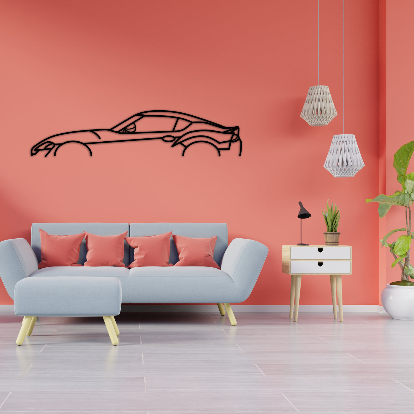 toyota supra gr 2020 car silhouette pink wall