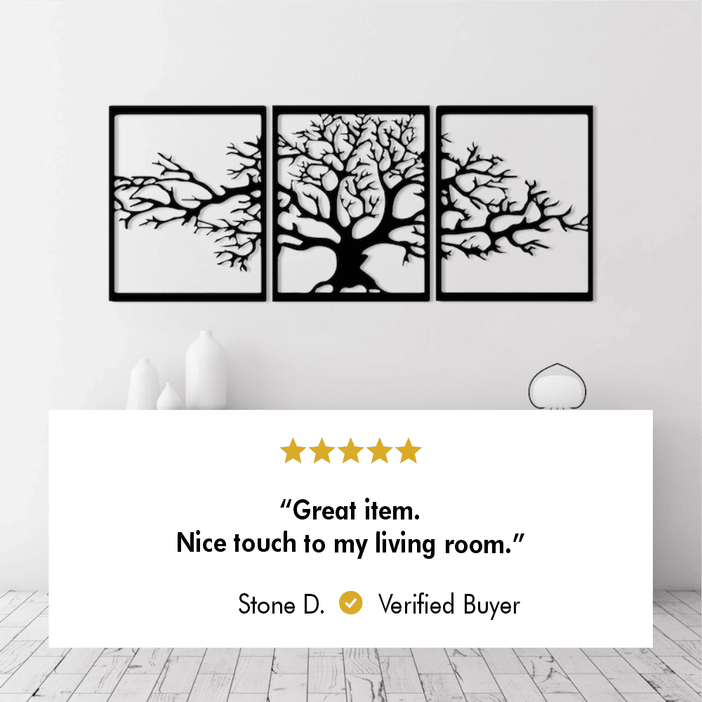 Customer photo of Tree of Life 3-Panel Metal Wall Art