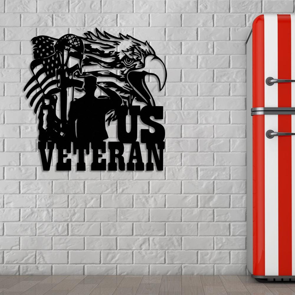 Black US Veteran Tribute Metal Wall Art