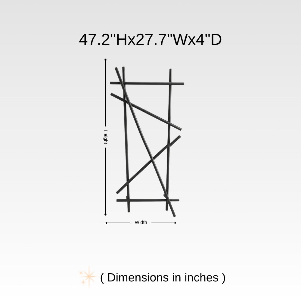 Dimension chart for wall mounted branch towel rack and coat rack showing 47.2 inch height, 27.7 inch width, and 4 inch depth.
