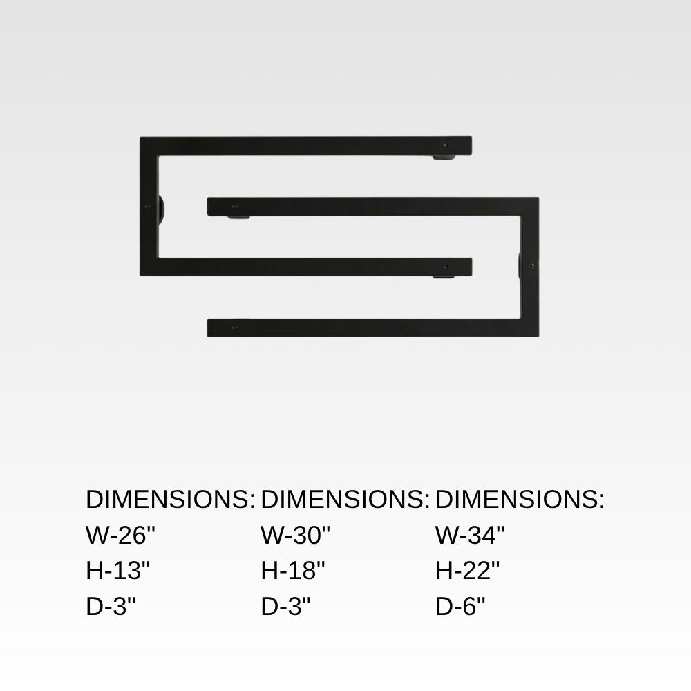 Dimension chart for wall mounted swivel towel rack showing 26 inch, 30 inch, and 34 inch size options.