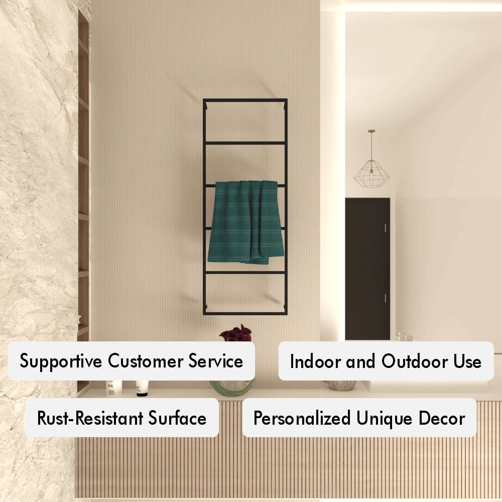 Wall Mounted 6 Tier Towel Rack mounted in a modern bathroom setting.
